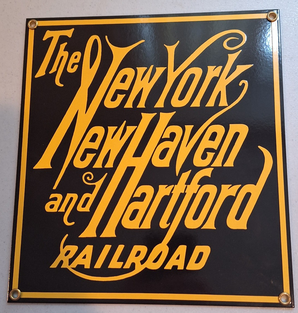 Vintage Ande Rooney New York New Haven Hartford Railroad Porcelain Sign